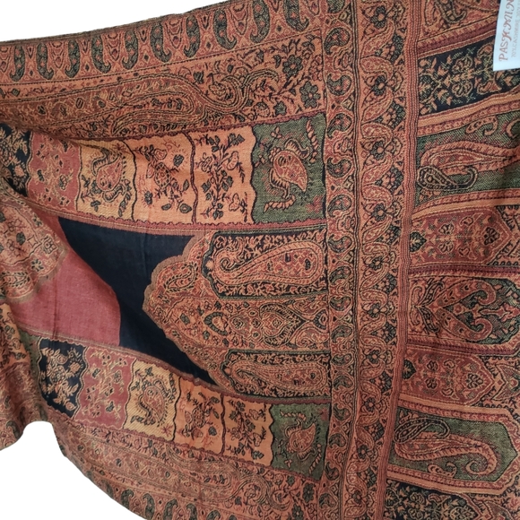 Earthy tones paisley pashmina scarf wrap shawl - Picture 3 of 4